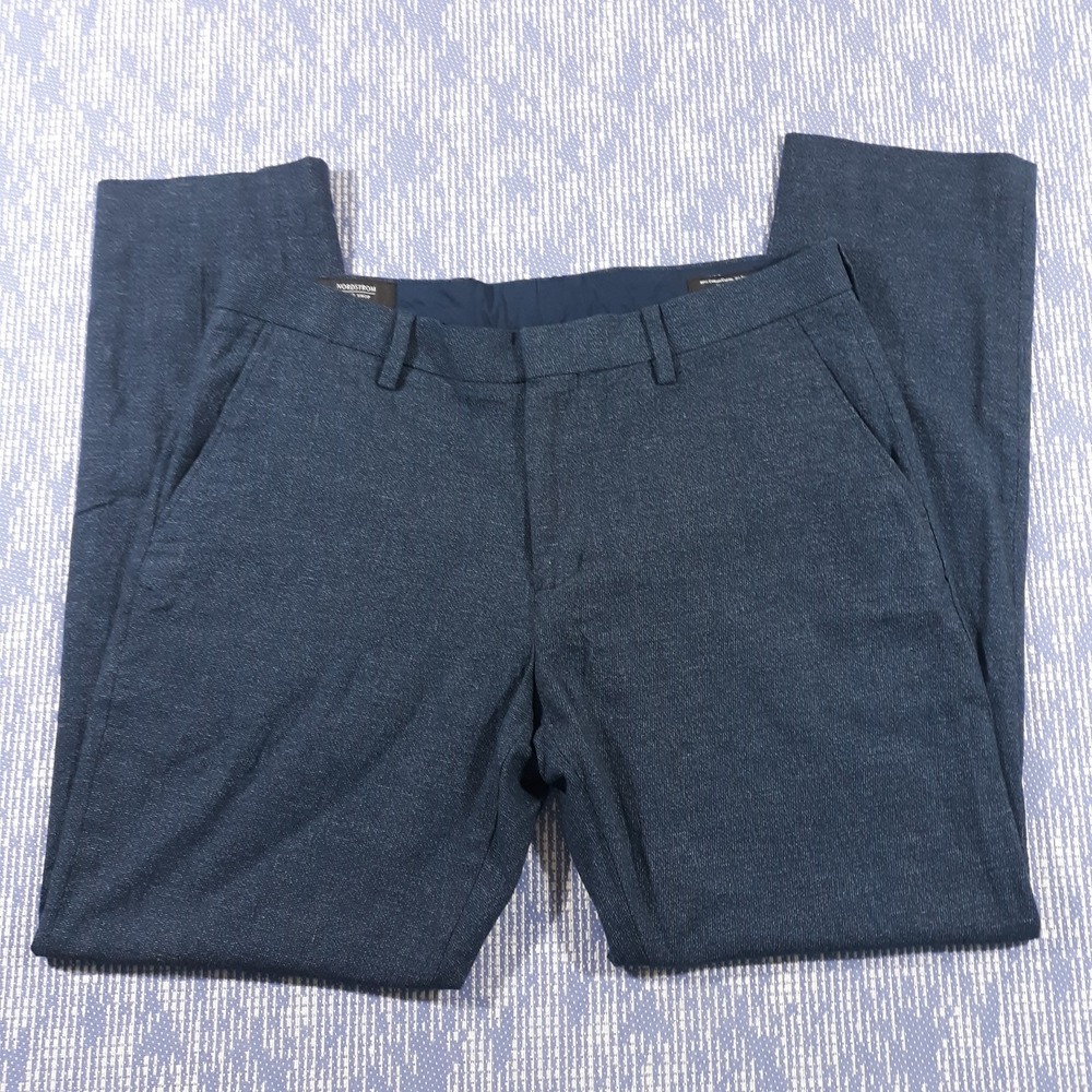 Nordstrom Pants Mens Size 34 x 31 Athletic Fit Blue Cotton Blend Straight Chino